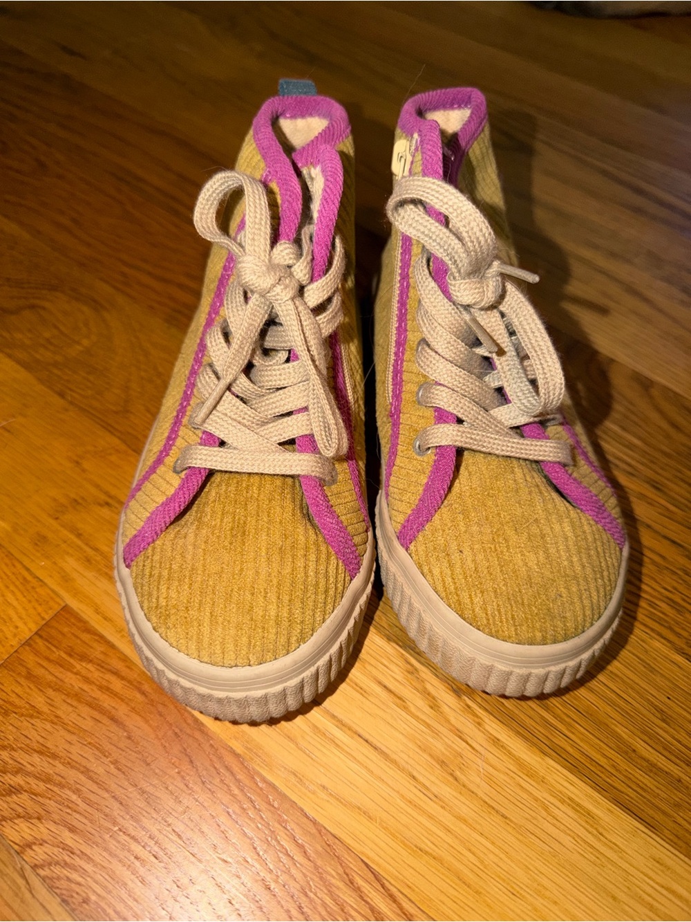 Zara Kids Corduroy High Top Sneakers Tan Pink EU 28 US 11